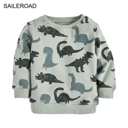 Saileroad Dinosaur Print Little Boys O Neck Höst Tunn Sweatshirt för barn Hoodies Kläder Barn Sweatshirts 211110