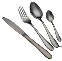 Newstainless Steel Gold Flatware Zestawy Łyżka Widelec Knife Tea Spoons Obiadowe Zestaw Kuchenny Bar Naczynia 4 Styl RRD12865