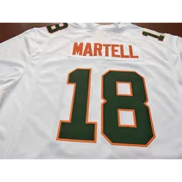 Rzadko MIAMIS Hurricanes Tate Martell # 18 Real Full Haft College Drersey Rozmiar S-4XL lub niestandardowa dowolna nazwa lub numer przez NCAA Jersey