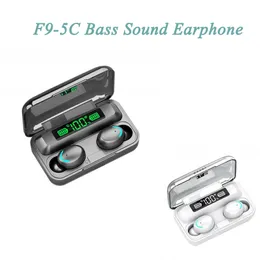 F9-5C TWS BT V5.0 fones de ouvido sem fio 9D Sport Sport à prova d'água do fone de ouvido com toque de controle de touch bass