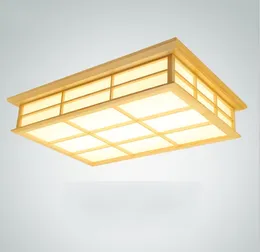 長方形の木製の天井灯LED 64Wフラッシュマウント畳灯和風寝室ホテルレストランキッズルームホワイトライト