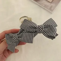 Plaid Bowknot Włosów Klipy Dla Kobiet Duży Rozmiar Akrylowe Zaciski do pazurów Koreańskich Barrettes Hairpin Akcesoria do włosów Moda