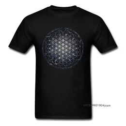 Märke T-shirt Mäns Mandala T Shirts Flower of Life Sacred Geometry Toppar Tees Cotton Graphic Tshirt Star Cluster Chic Kläder 210707