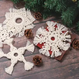 Christmas Snowflake Star Cotton Rope Pendant Nordic INS Pure Color Woven Coaster Placemat Insulated Mat Bowl Mat YL379