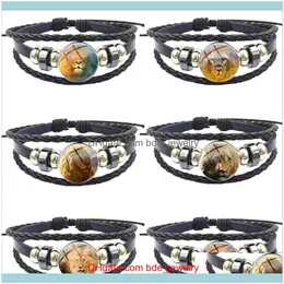 Charm Jewelrycharm Bilezikler Moda Cam Yüksek Kaliteli Kızlar Siyah Deri Bilezik Bangles Mücevher kız öğrenci Maxi Aslan Aslan Kral