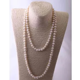女性のためのファッションジュエリー8-9mmノットハルスバンド淡水天然真珠のネックレス