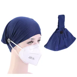 Solid Color Muslim Fashion Turban Bonnet For Women Ready To Wear Button Inner Hijab Caps Arab Wrap Head Scarf Hijabs Cap