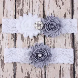 Vit Lace Headbands Storstorlek Kristaller Shabby Flower Bröllop Garter 1 Set Hårtillbehör Huvudbonader