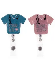 20st / Lot Scrub Life Letter Kläderhållare Retractable Blingbling Filt Badge Reel