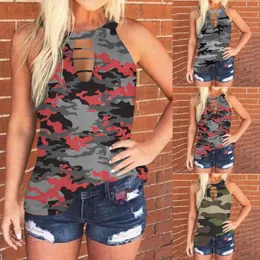 Kvinnors Tankar Camis Fashion Womens Tie-Dye Tee Femme Mujer Ärmlös Tank Top Casual Sommar Blus Camouflage Print Shirts Streetwe