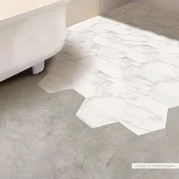 Funlife Marble Hexagon Tile Sticker Floor Floor Locker ملصق جدار المطبخ من السهل تنظيف DIY Peel Stick المطبخ ذاتي اللصق Backsplash2611