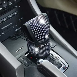 Универсальный Bling Car Gear Shift Ручка Крышка Кристалл Защитный Алмаз Фланнелет Черный Декор Автомобилей Принадлежности