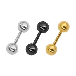 16G Gold color Black Stainless Steel Labret Ring Ear Nail Tongue Nipple Bar Rings Barbell Earring Body Piercing