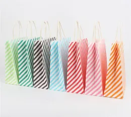 Factory Clothing Wardrobe Storage 5.25x3.25x8 Inches Stripes Kraft Paper Bags Retail Bag Food Packing Merchandise Gift Party Favor KD1