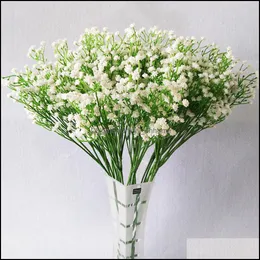 Dekorativa Blommor Kransar Festliga Party Supplies Hem Trädgård Gypsophila Konstgjorda Blommor Silk Fake Pom Poms Blomma För Bröllop Decoratio