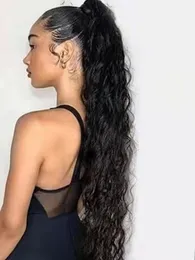 24 polegadas 100% humano real pony tail peça de cabelo longo curly envoltórios em torno de peruana natural onda mulher mulheres substituição de ponytail extensão piece de cabelo 160g diva1