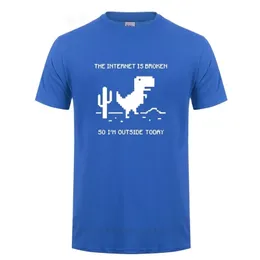 Internet är trasig webbsida Dator Dinosaur T-shirt Rolig födelsedaggåva för män Pojkvän Man Programmerare Geek T Shirts 210706