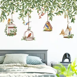 الإبداعية كرمة الطيور قفص النبات الجدار ملصق صغير غرفة المعيشة الطازجة الديكور نوم ديكور ديكور المنزل ملصقات ذاتية اللصق 210308
