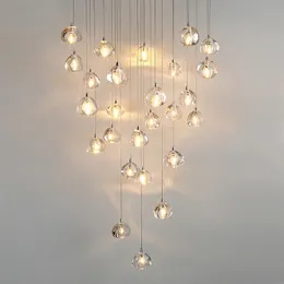 Crystal ljuskrona modern vardagsrum hängande lampa trappa boll lampor kök lobby ledd inomhus belysning