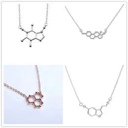 Gold Caffeine H2O Water Chemical Molecular Structure Molecule Apple Arrow Infinite Heart Glasses Chain Necklace Geometric Choker For Women