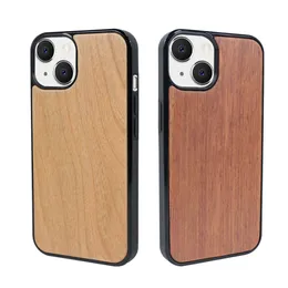 2022 Ny produkt miljövänliga telefonfall för iPhone 11 12 13 Pro X XR XS Max 2022 Fashion Cherry Wood TPU Blank Back Cover Shell Top-Selling