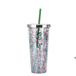 Newglitter vatten kopp stor kapacitet 24oz rak plast mode tumbler med halm sommarfest vuxen koppar sjöfart ccd8008