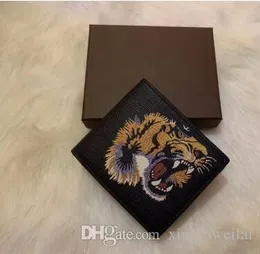 Carteira curta animal masculina couro preto cobra tigre abelha carteiras femininas estilo longo bolsa de luxo carteira titulares de cartão qualidade superior 635