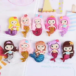 20Pcs Resin Lovely Mixed Mermaid Components /Little Girl Princess Flatback Cabochon Scrapbook Kawaii DIY Embellishments Accessories