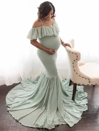 Mermaid Maternity Dresses For Photo Shoot Pregnant Women Pregnancy Dress Photography Props Sexy Off Shoulder Maxi Maternity Gown Y0924