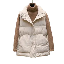 Women's Down Cotton Body Warm Vest Coat Winter Ladies Casual Waistcoat Female Sleeveless Long Vest Jacket Slim 210910