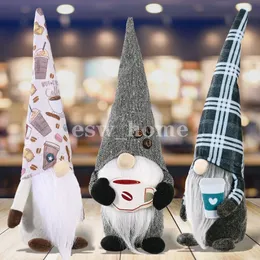 Party Favor Coffee Gnome Plaid Swedish Tomte Faceless Plush Doll Kaffe Bar Decoration Present Heminredning