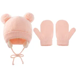 4 Colors Baby Kid Winter Warm Hat Gloves Solid Color Beanie Crochet Cute Hats New born Cap Baby, Kids & Maternity 0-3T