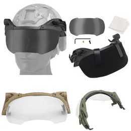 Outdoor Paintball strzelanie gogle Ochrona twarzy okulary przeciwsłoneczne taktyczne szybkie mocowanie szyny bocznej Hełm Goggles NO02-108