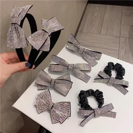Hair Accessories Super Shiny Luxury Colorful Rhinestone Bow Hairpins Designer Hairbands For Women Girls Head Hoop Band