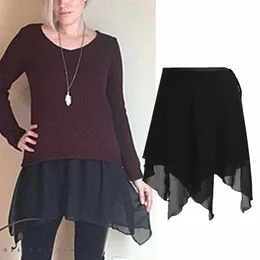 Mulheres irregular chiffon saia extensor A-line half estendido saia camisa extender 210309