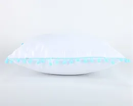 Blank Sublimation Pillowcase Colorful Edge Ball Heat Transfer Printing Cushion Cover 40X40cm DIY Satin Pillow Covers CCA4053