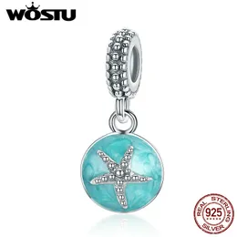 2019 Sommar varm 925 Sterling Silver Ocean Blue Starfish Dangle Pärlor Fit Original WST Charm Bracelet Smycken CQC136 Q0531