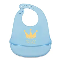 Hårtillbehör Baby Bibs Vattentät Silikonmatning Salivhandduk Born Tecknade Crown Cars Förkläden Boy Girl Stuff