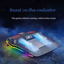 2020 Ny spelkylare RGB Notebook Stand Kraftfull luftflöde Justerbar kylplatta 12-17 tums bärbar dator