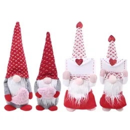 Juldekorationer Alla hjärtans dag Love Heart Envelope Faceless Doll Gnome Plush Holiday Figurines Kid Toy Lover Gift