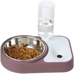 Pet Feeder Water Dispenser Automatic Cat Dog Drinking Bowl Dogs Feeder Dish Cat Feeding Watering Supplies Stainless Steel Dishes Y200922