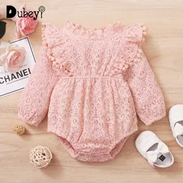 born Baby Clothes for Girls Lace Long Babg Ruffle Romper Pography Korean Fall 210529