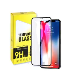 Fullt limthärdat glas mobiltelefon skärmskydd, lämplig för iPhone 12 mini 11 Pro max 6 7 8 plus X XS XR med förpackning