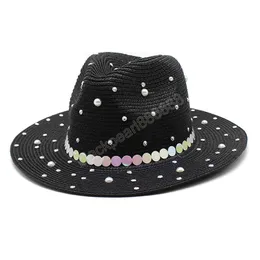 Summer Hats For Women Beach Sun Hats Fashion Flat Brom Bowknot Panama Lady Casual Wide Brim Hat with Crystal