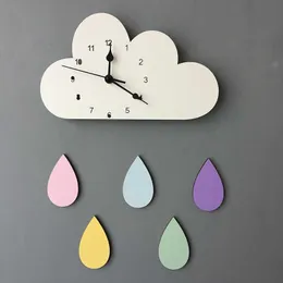 Ins Nordic Cute Cloud Kształt Raindrop Clock Zegar Monochromatyczny Dla Dzieci Dzieci Pokój Dekoracji Figurki Pography Rekwizyty 210724