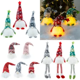 LEDの照明のメリークリスマスドワーフのおもちゃテーブルの装飾子供の贈り物とクリスマスのサンタジノムスの顔のない人形