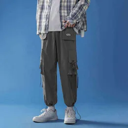 Уличные спортивные штаны мужская одежда Vinatge Multi-Pocket Casual Cargo брюки весенние осень свободно пробежки Pantalones de Hombre G220224