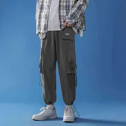 Streetwear Sweatpants 남성 의류 Vinatge 멀티 포켓 캐주얼화물 바지 봄 가을 느슨한 조깅자 Pantalones 드 Hombre G220224