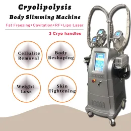 Cryolipolysis Kriyoterapi Vakum Vücut Zayıflama Makinesi Kilo Kaybı Yağ Donma Ultrasonik Kavitasyon 40KHZ 3 Cryo Kafaları