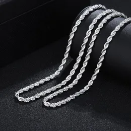 Kedjor 925 Sterling Silver 16/18/20/22/24 Inch 4mm Twisted Rope Chain Halsband För Kvinnor Man Mode Bröllop Berlock Smycken